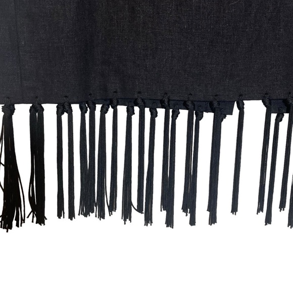 JOHN ROBERTS women's Linen blend Black floral Embroidered tassel skirt size 14P - Picture 8 of 10